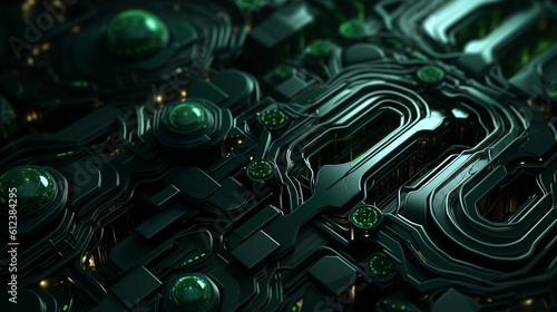 Green and blue technology background Created with generative Ai technology