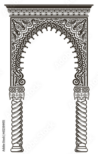 Ornamental carved arch in Indian or Arabic style