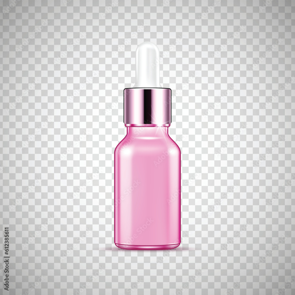 Elegant glass Pink bottles for women's perfumes with silk ribbon on the cap realistic vector. Classic packaging for fragrances and interior perfumes isolated on white background Elegant glass Pink bottles for women's perfumes with silk ribbon on the cap realistic vector. Classic packaging for fragrances and interior perfumes isolated on white background