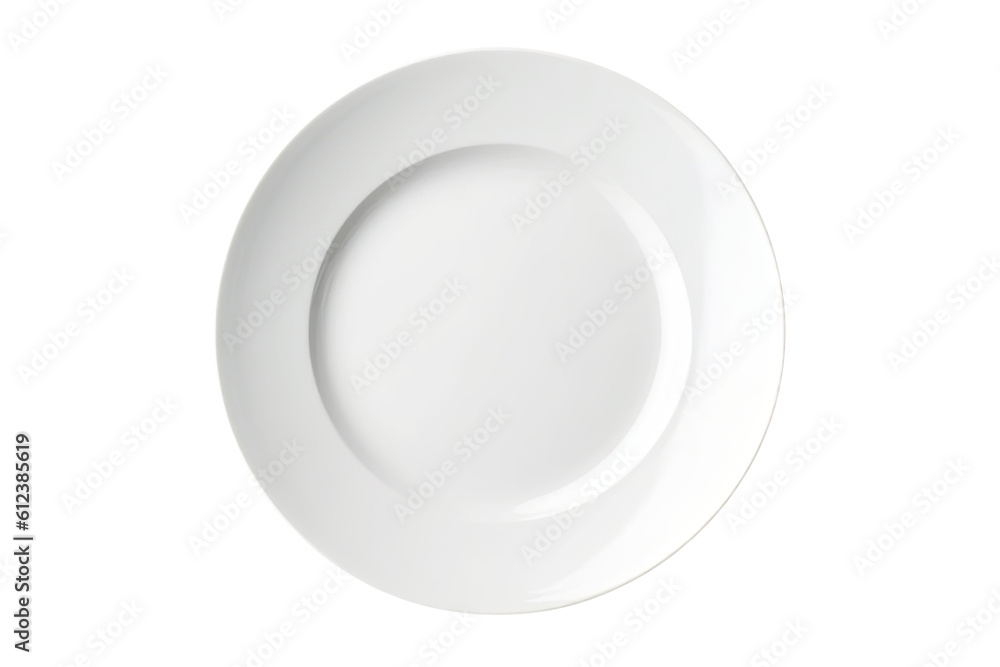 Top view, empty dinner plate ,cut out transparent background, PNG ,Generative AI Top view, empty dinner plate ,cut out transparent background, PNG ,Generative AI