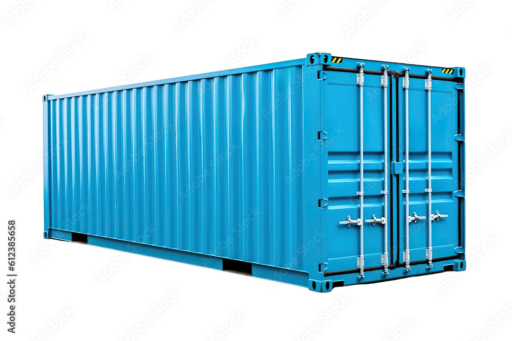 Light blue shipping container cut out transparent background, PNG ,Generative AI Light blue shipping container cut out transparent background, PNG ,Generative AI