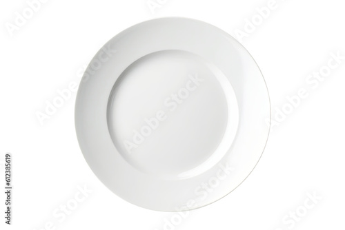 Top view, empty dinner plate ,cut out transparent background, PNG ,Generative AI