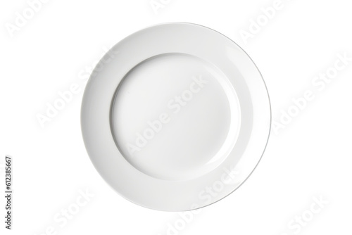 Top view, empty dinner plate ,cut out transparent background, PNG ,Generative AI