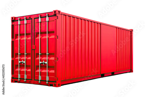 Long red shipping container cut out transparent background, PNG ,Generative AI