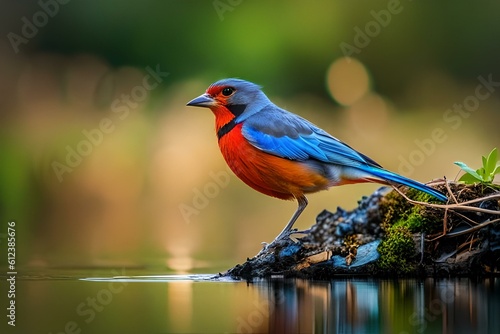 beautiful birds in lake views and mountains