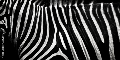 Black and white wallpaper of zebra skin patterns. Generative ai.