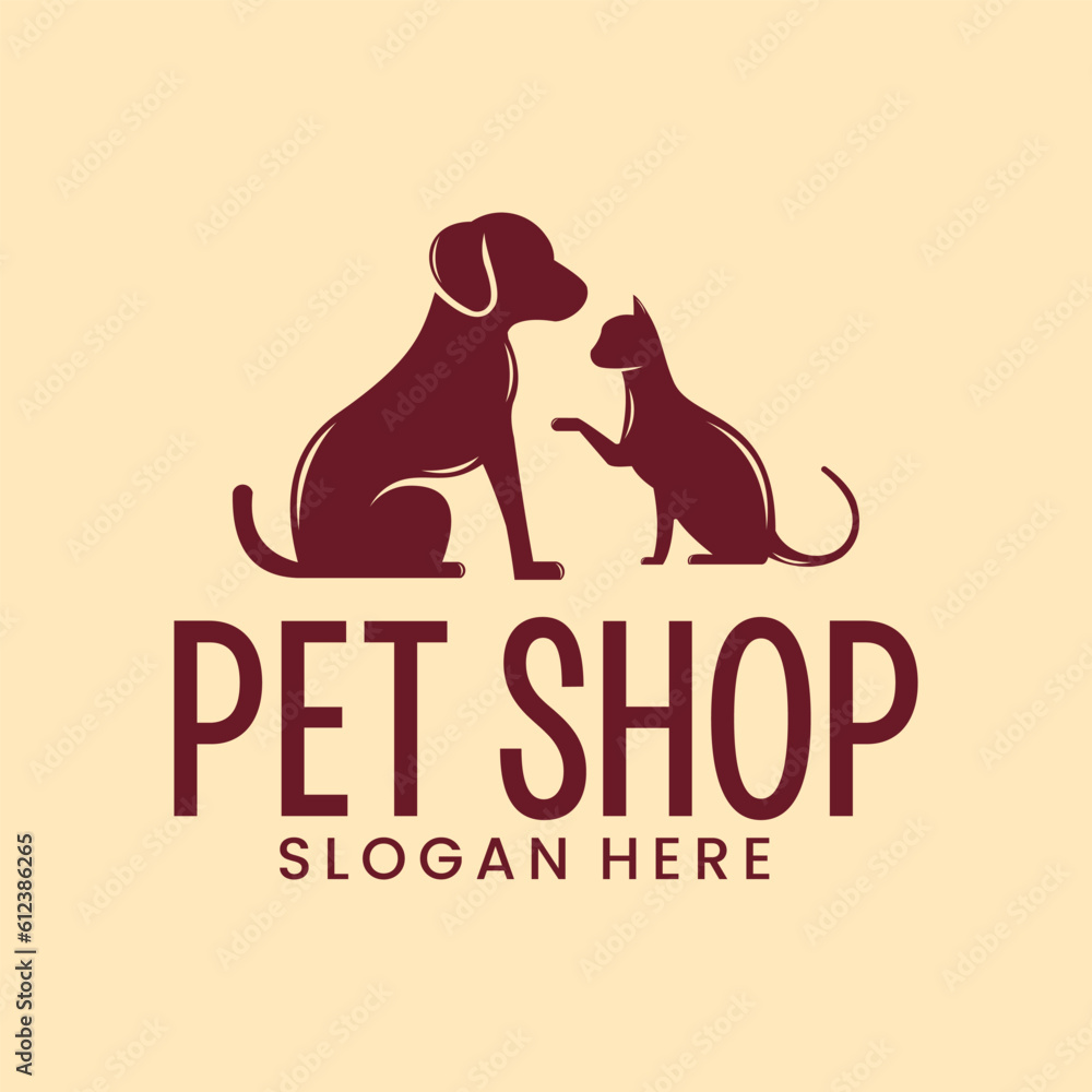 pet shop vector logo, dog and cat grooming suitable for company symbol