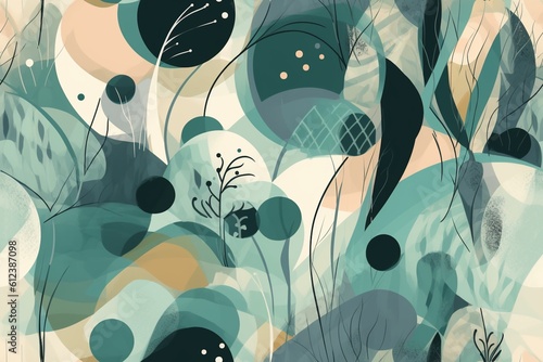 Nature Inspired Abstract Artwork with Organic Shapes and Soothing Colors Created with Generative AI