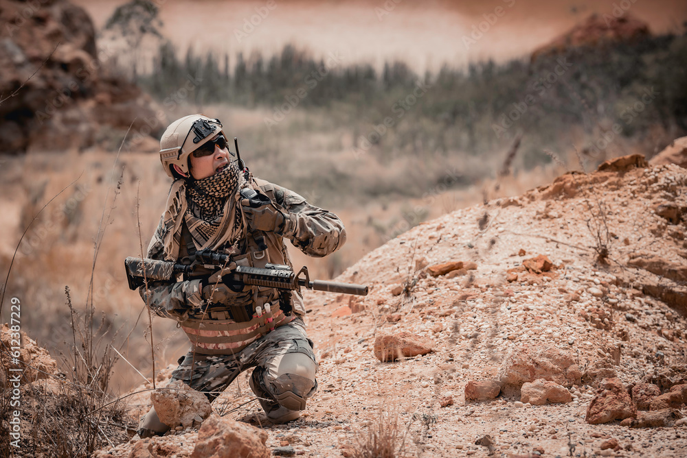 Soldiers of special forces on wars at the desert,Thailand people,Army soldier Soldiers of special forces on wars at the desert,Thailand people,Army soldier