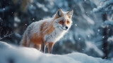 AI generative image about a fox in a snowy winter scene 