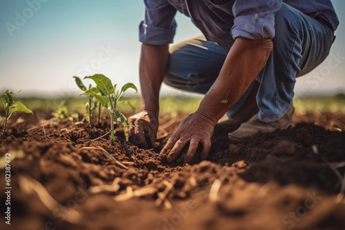 Person planting seedling, generative ai 