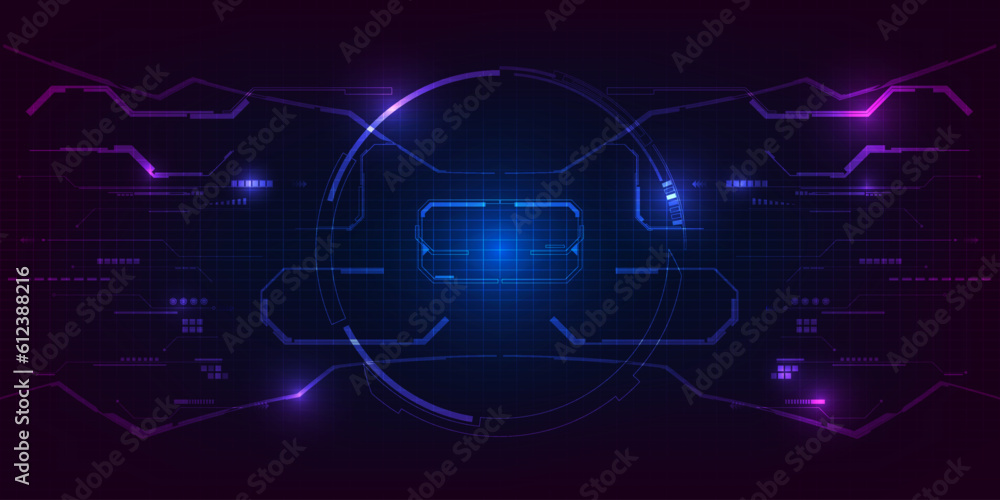 Vector illustrations of abstract futuristic tech digital hi tech space with grid line and circuit on dark purple blue tech background.Digital technology concepts. Vector illustrations of abstract futuristic tech digital hi tech space with grid line and circuit on dark purple blue tech background.Digital technology concepts.