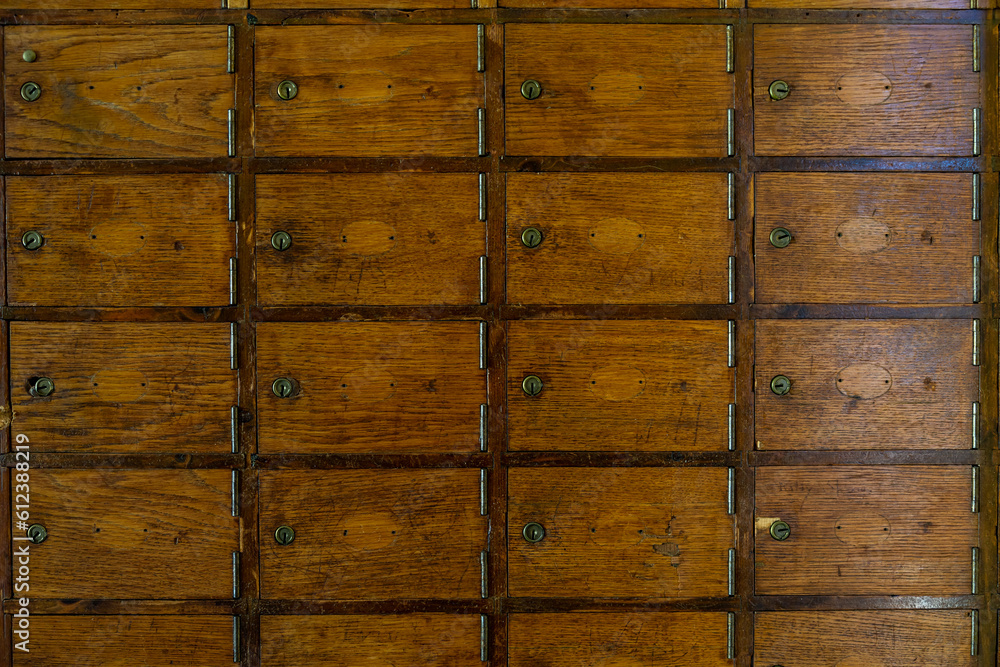 Skelleftea, Sweden Old wooden mailboxes in a abandoned train station. Skelleftea, Sweden Old wooden mailboxes in a abandoned train station.
