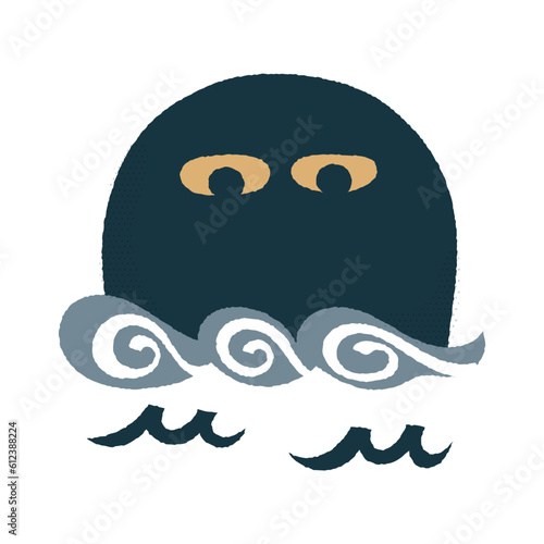 うみぼうず　ゆるかわいいイラスト素材