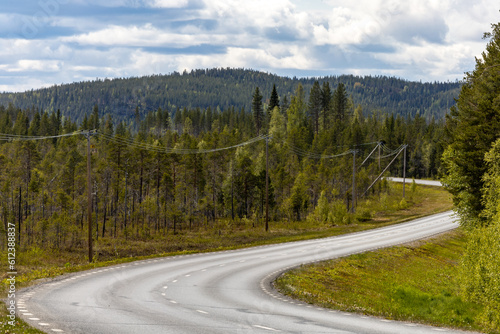 Vormforsen, Sweden A typical bend in a country road through the province of Norrbotten.