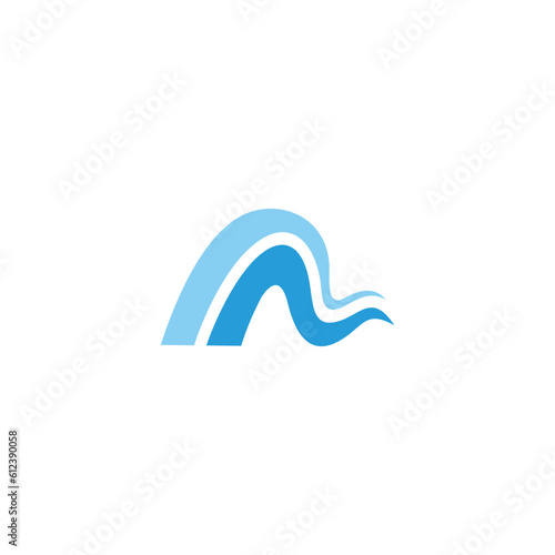 letter m abstract blue waves wavy logo vector