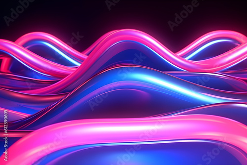 Abstract pink blue neon background, Generative AI
