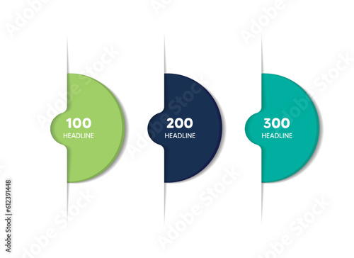 Circle first, second and third diagram, scheme, chart. 3 template for presentation. 3 steps options, elements, ingographic.