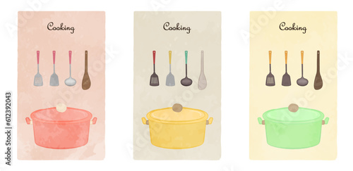 Cute hot pot illustration set