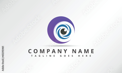 Vision Logo Concept. Flat Line Eye Icon Design Template. Blue Linear Symbol Of Vision Correction. Creative Minimal Vector Element