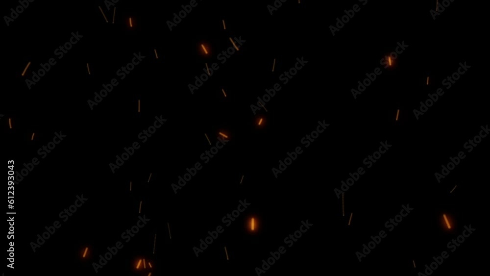 Abstract particle dust burning hot sparks random flowing on black ...