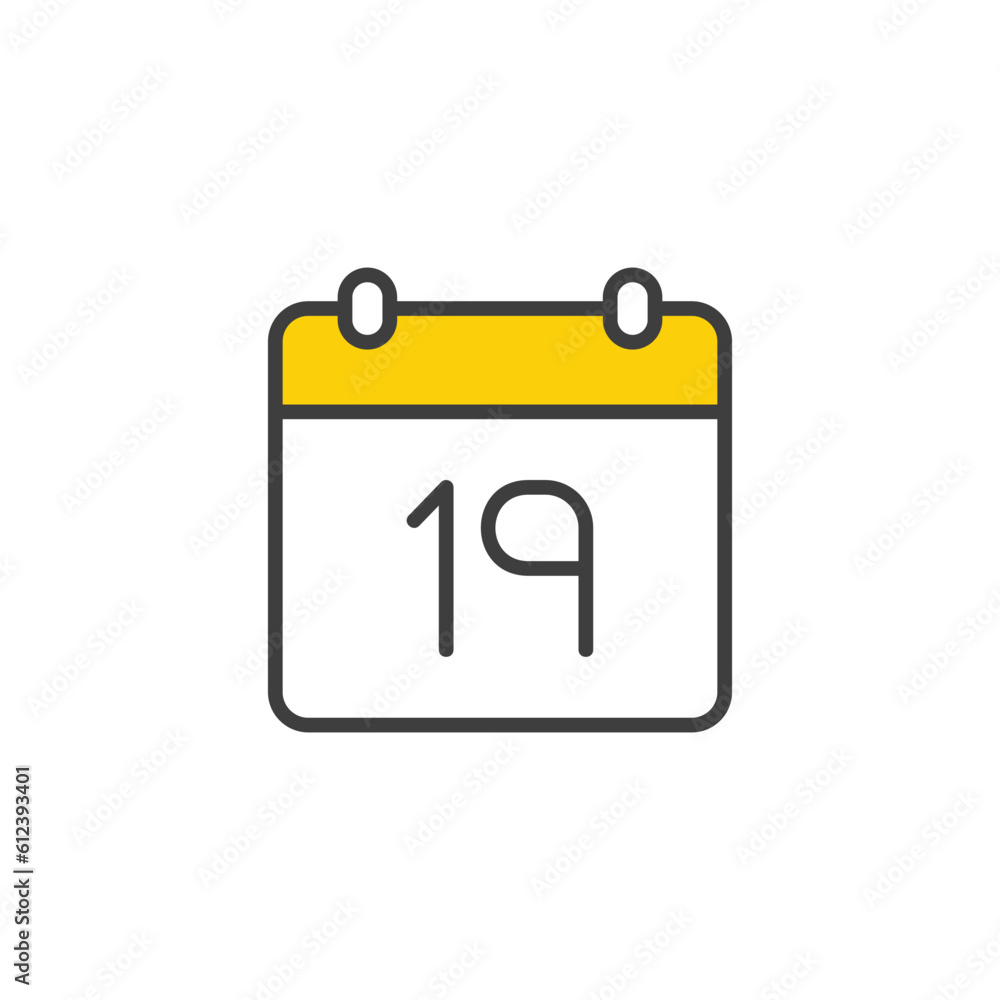 19 Date icon design with white background stock illustration