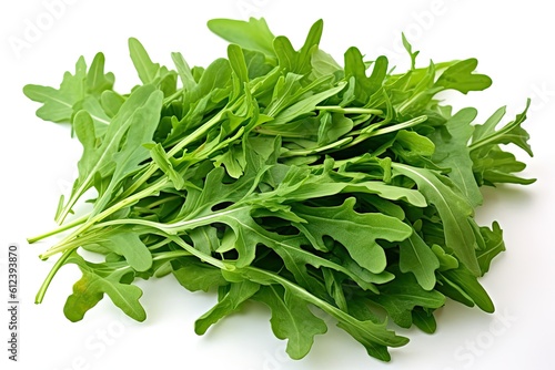 Isolated Heap of Fresh Arugula Leaves - Macro Nature Background with Pile of Rocket Greens: Generative AI