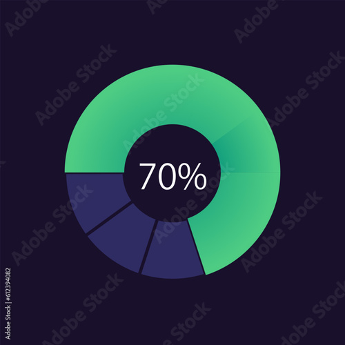 Ring progress infographic chart design template for dark theme. Download completeness. Editable circular infochart with percentage bar. Visual data presentation. Myriad Pro-Bold, Regular fonts used