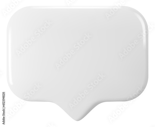 3D glossy blank white speech bubble