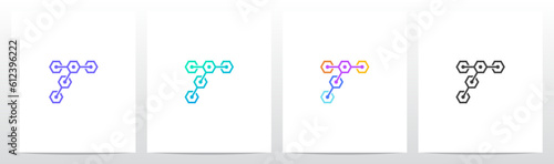 Hexagon Chain Link Letter Logo Design T