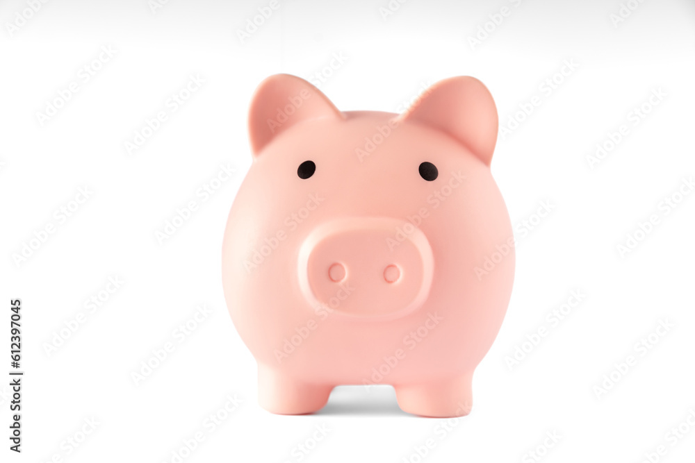 pig dollar money saving box account on white background with invest, saving, money and business retirement concept