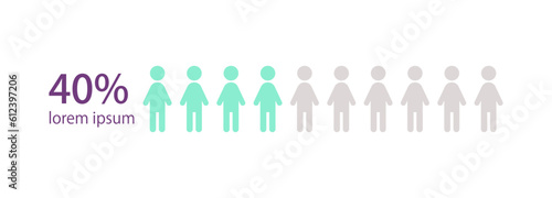 Male amount infographic chart design template. Forty percentage. Gender division. Human resources. Editable man figures in row. Visual data presentation. Myriad Pro-Bold, Regular fonts used