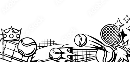 Background with tennis items. Sport club illustration.