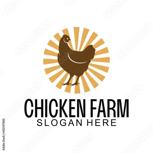 minimalist chicken farm vector suitable for company logos