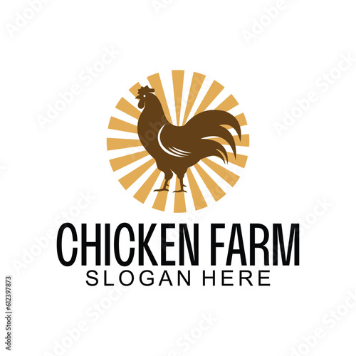 minimalist chicken farm vector suitable for company logos