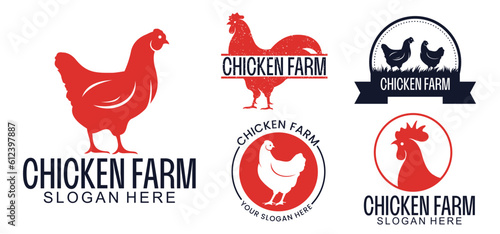 minimalist chicken farm vector suitable for company logos