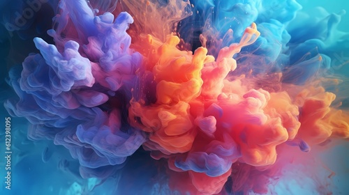 Abstract Background of Blue pastel ink smoke cloud in water for wallpaper Laptop Background or other digital media use. AI Generative Image
