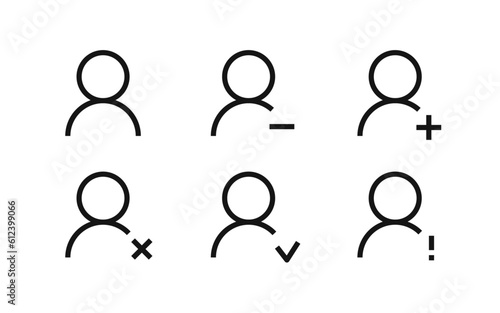 profile, avatar, user profile, add user, delete user, confirm user, account vector icon. Line icon