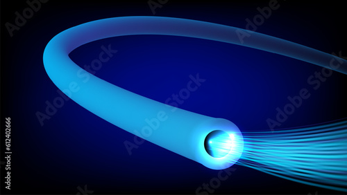 connection line on networking telecommunication concept background. Optical fiber communication. Vector illustration of optical fiber with digital information flow. Sketch for creativity.