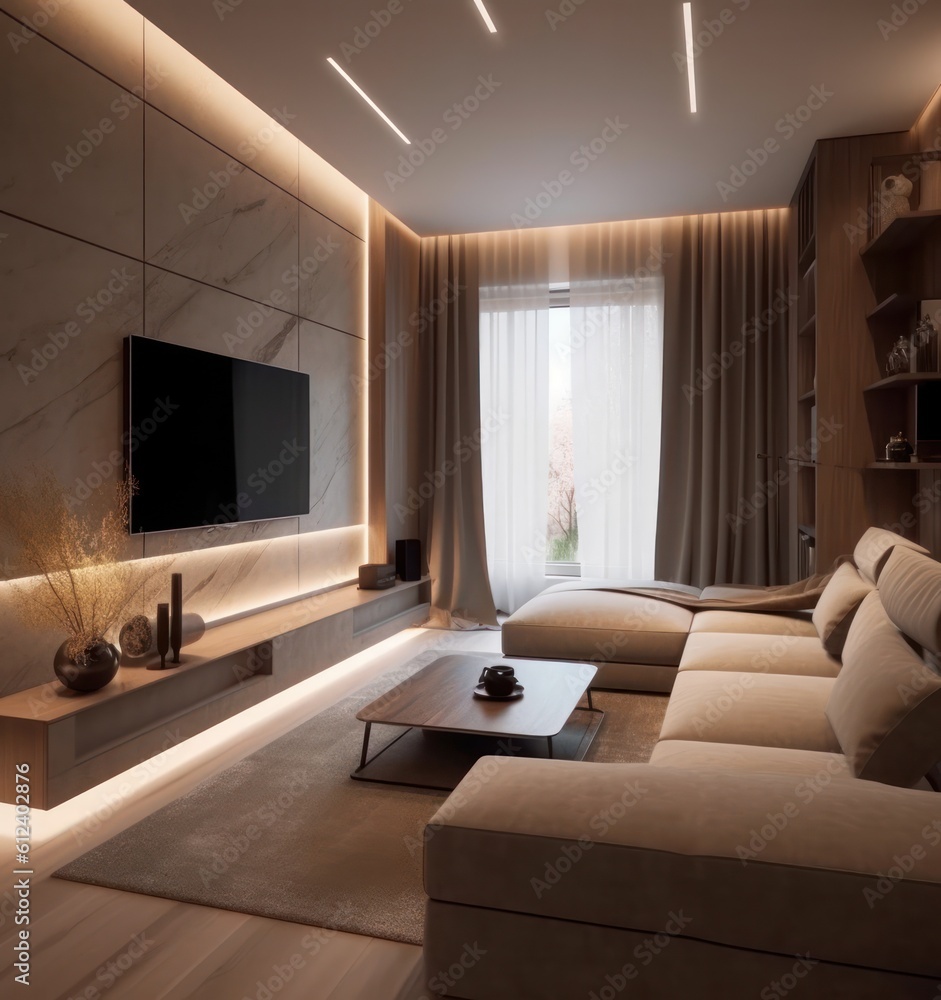 Upscale living space detailing high-end furniture in a designer loft.. Upscale living space detailing high-end furniture in a designer loft..