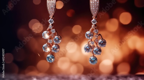 Chandelier Earrings in the Luxury Galaxy Style created with Generative AI Technology