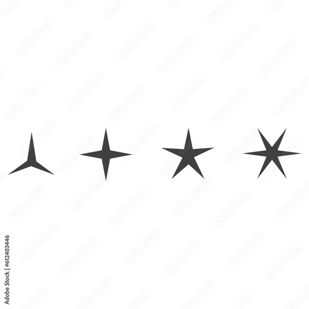 Vector set of simple black stars symbols. Star icon collection Vector set of simple black stars symbols. Star icon collection