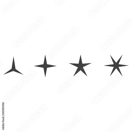 Vector set of simple black stars symbols. Star  icon collection    