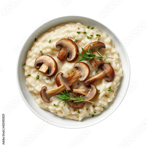 Mushroom Risotto Isolated on a Transparent Background. Generative AI