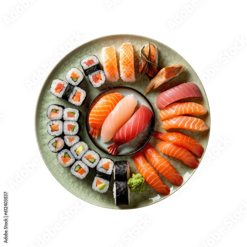 Plate of Sushi Isolated on ...