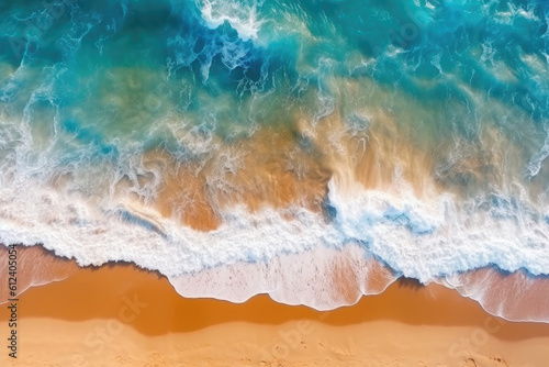 Ocean Waves on the Beach: Aerial Top Down View