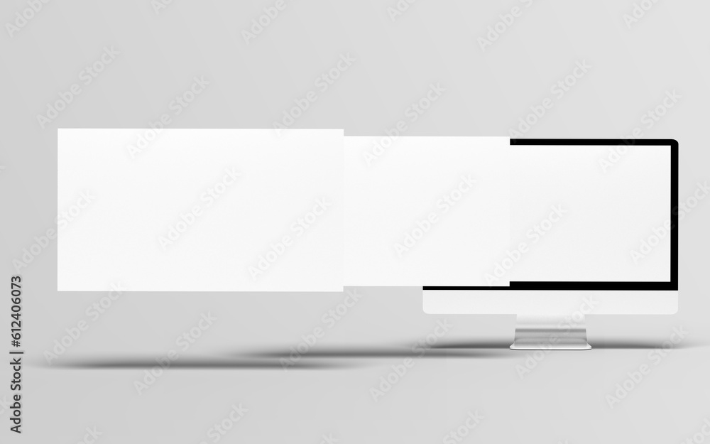 Desktop and Screen Mockup on white backgrounds Desktop and Screen Mockup on white backgrounds