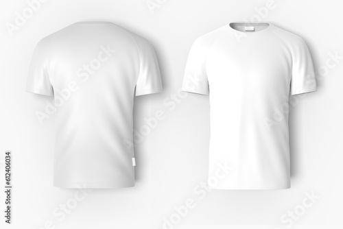 Men's white T-shirt mockup on white background