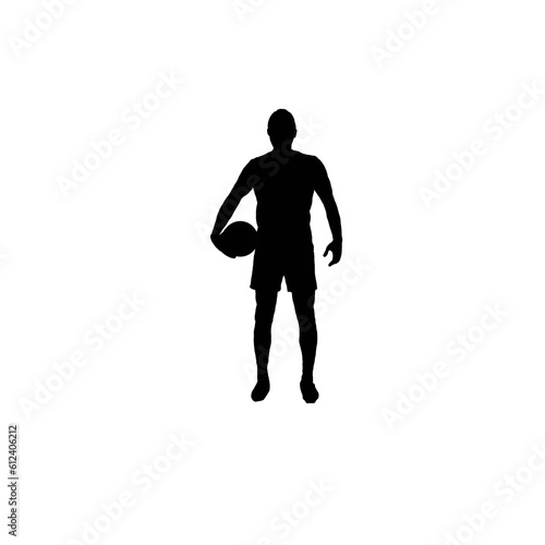 Soccer player. Soccer player silhouette. Black and white soccer player illustration. © Afandi