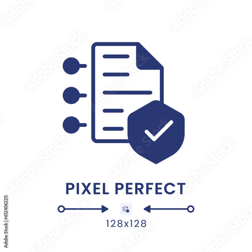 Cybersecurity insurance black solid desktop icon. Reduce risks. Online business. Pixel perfect 128x128, outline 4px. Silhouette symbol on white space. Glyph pictogram. Isolated vector image